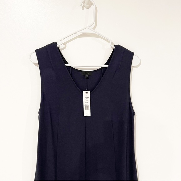 Theory Canneros Uniform Blue V-Neck Crepe Flounder Pryor Dress size Large - Picture 4 of 12